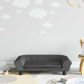Sofá para niños de terciopelo gris oscuro 70x45x26 cm