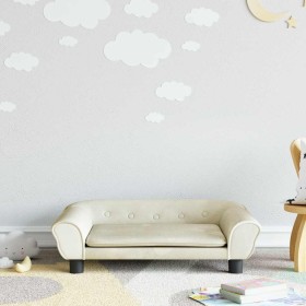 Sofá para niños de terciopelo crema 70x45x26 cm