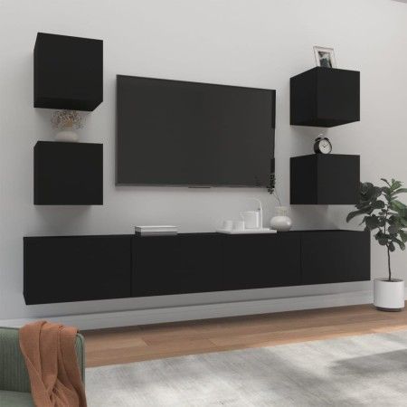 6-teiliges TV-Möbelset aus schwarzem Sperrholz von vidaXL, TV-Möbel - Ref: Foro24-3114263, Preis: 182,40 €, Rabatt: %