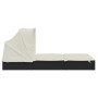 Tumbona 2 personas toldo plegable ratán PE negro 213x118x97 cm