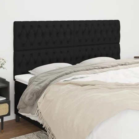 Cabeceros 4 unidades de tela negro 100x7x78/88 cm de vidaXL, Cabeceros y pies de cama - Ref: Foro24-3116692, Precio: 136,42 €...