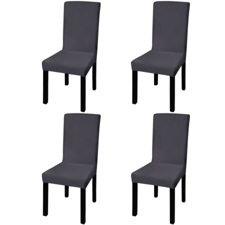 Funda para silla elástica recta 4 unidades gris antracita