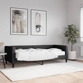 Sofá cama con colchón tela negro 80x200 cm en Camas y somieres | Comprar online en Foro24