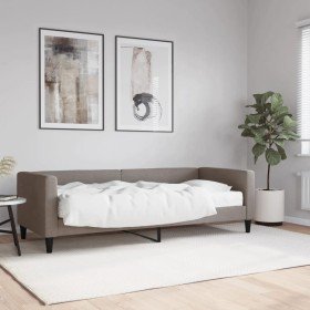 Sofá cama con colchón tela gris taupe 80x200 cm Sofá cama con colchón tela gris taupe 80x200 cm
