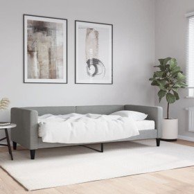 Sofá cama con colchón tela gris claro 90x200 cm Sofá cama con colchón tela gris claro 90x200 cm
