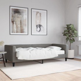 Sofá cama con colchón tela gris oscuro 90x200 cm Sofá cama con colchón tela gris oscuro 90x200 cm