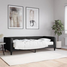 Sofá cama con colchón tela negro 90x200 cm Sofá cama con colchón tela negro 90x200 cm