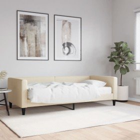 Sofá cama con colchón tela crema 90x200 cm en Camas y somieres | Comprar online en Foro24