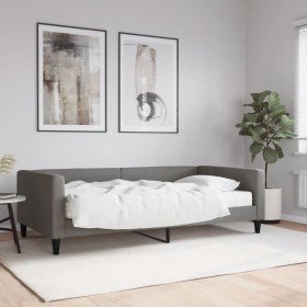 Sofá cama con colchón tela gris oscuro 100x200 cm Sofá cama con colchón tela gris oscuro 100x200 cm