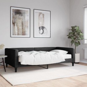 Sofá cama con colchón tela negro 100x200 cm Sofá cama con colchón tela negro 100x200 cm