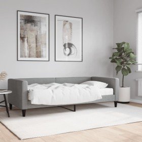 Sofá cama con colchón tela gris claro 90x190 cm Sofá cama con colchón tela gris claro 90x190 cm