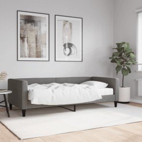 Sofá cama con colchón tela gris oscuro 90x190 cm Sofá cama con colchón tela gris oscuro 90x190 cm