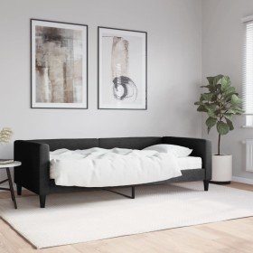 Sofá cama con colchón tela negro 90x190 cm