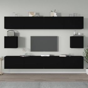 6-teiliges TV-Möbelset aus schwarzem Sperrholz von vidaXL, TV-Möbel - Ref: Foro24-3114367, Preis: 232,89 €, Rabatt: %
