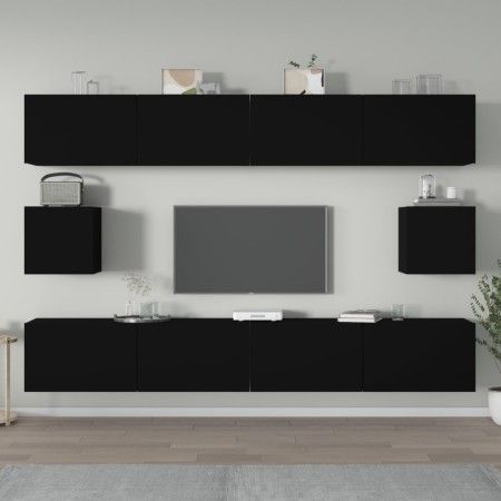 Set de muebles para TV 6 piezas madera contrachapada negro de vidaXL, Muebles TV - Ref: Foro24-3114367, Precio: 241,47 €, Des...