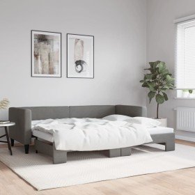 Sofá cama nido tela gris oscuro 80x200 cm en Camas y somieres | Comprar online en Foro24