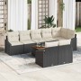 Conjunto de sofá de jardín con cojín 9 pcs Negro Poliratán