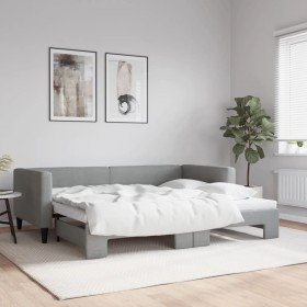Sofá cama nido tela gris claro 90x200 cm en Camas y somieres | Comprar online en Foro24
