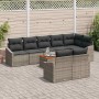Conjunto de sofá de jardín con cojín 9 pcs Gris Poliratán