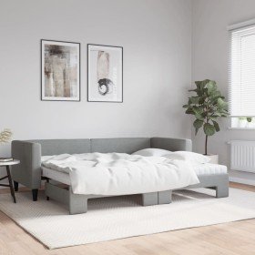 Sofá cama nido con colchón tela gris claro 80x200 cm Sofá cama nido con colchón tela gris claro 80x200 cm