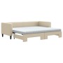 Sofá cama nido con colchón tela crema 80x200 cm