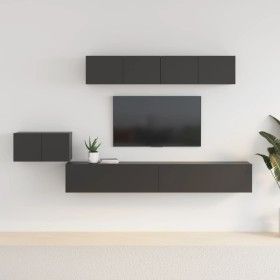 5-teiliges TV-Möbelset aus schwarzem Sperrholz von vidaXL, TV-Möbel - Ref: Foro24-3114431, Preis: 226,46 €, Rabatt: %