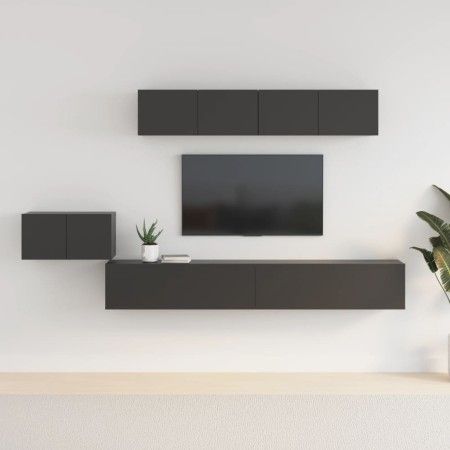 5-teiliges TV-Möbelset aus schwarzem Sperrholz von vidaXL, TV-Möbel - Ref: Foro24-3114431, Preis: 226,46 €, Rabatt: %