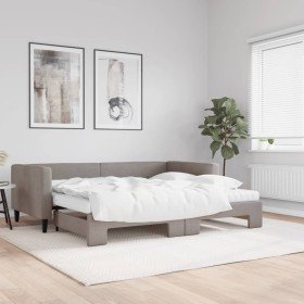 Sofá cama nido con colchón tela gris taupe 90x200 cm en Camas y somieres | Comprar online en Foro24
