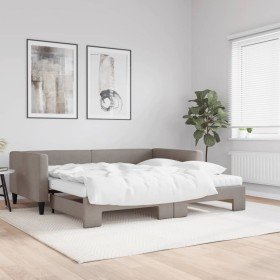 Sofá cama nido con colchón tela gris taupe 100x200 cm en Camas y somieres | Comprar online en Foro24