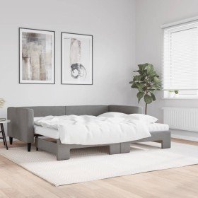 Sofá cama nido con colchón tela gris oscuro 90x190 cm en Camas y somieres | Comprar online en Foro24