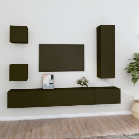 5-teiliges TV-Möbelset aus schwarzem Sperrholz von vidaXL, TV-Möbel - Ref: Foro24-3114447, Preis: 200,85 €, Rabatt: %