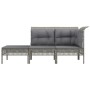 Set de muebles de jardín 3 pzas y cojines ratán sintético gris