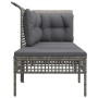 Set de muebles de jardín 3 pzas y cojines ratán sintético gris