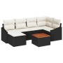 Conjunto de sofá de jardín con cojín 7 pcs Negro Poliratán