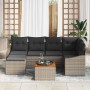 Conjunto de sofá de jardín con cojín 7 pcs Gris Poliratán