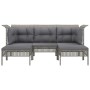 Set de muebles de jardín 5 pzas y cojines ratán sintético gris
