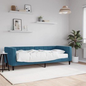 Sofá cama con colchón terciopelo azul 80x200 cm en Camas y somieres | Comprar online en Foro24