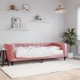 Sofá cama con colchón terciopelo rosa 80x200 cm