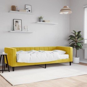 Sofá cama con colchón terciopelo amarillo 80x200 cm Sofá cama con colchón terciopelo amarillo 80x200 cm