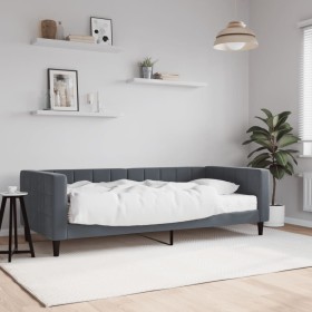 Sofá cama con colchón terciopelo gris oscuro 90x200 cm