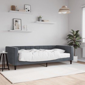 Sofá cama con colchón terciopelo gris oscuro 90x200 cm en Camas y somieres | Comprar online en Foro24