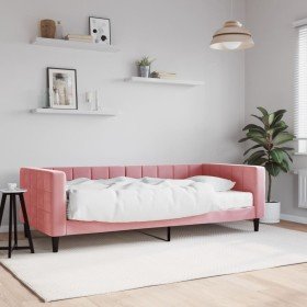 Sofá cama con colchón terciopelo rosa 90x200 cm Sofá cama con colchón terciopelo rosa 90x200 cm
