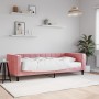 Sofá cama con colchón terciopelo rosa 90x200 cm