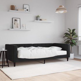 Sofá cama con colchón terciopelo negro 90x200 cm Sofá cama con colchón terciopelo negro 90x200 cm
