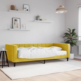 Sofá cama con colchón terciopelo amarillo 90x200 cm en Camas y somieres | Comprar online en Foro24