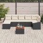 Conjunto de sofá de jardín con cojín 8 pcs Negro Poliratán