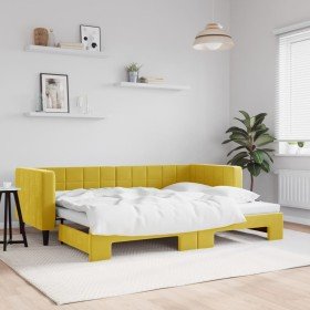 Sofá cama nido terciopelo amarillo 80x200 cm Sofá cama nido terciopelo amarillo 80x200 cm