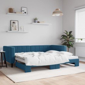 Sofá cama nido terciopelo azul 90x200 cm Sofá cama nido terciopelo azul 90x200 cm