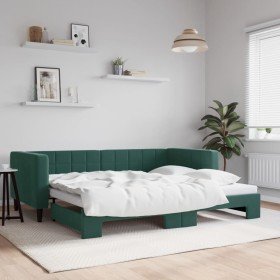 Sofá cama nido terciopelo verde oscuro 90x200 cm en Camas y somieres | Comprar online en Foro24