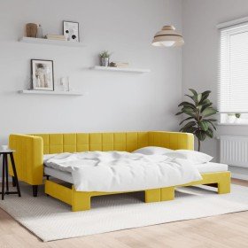 Sofá cama nido terciopelo amarillo 90x200 cm Sofá cama nido terciopelo amarillo 90x200 cm